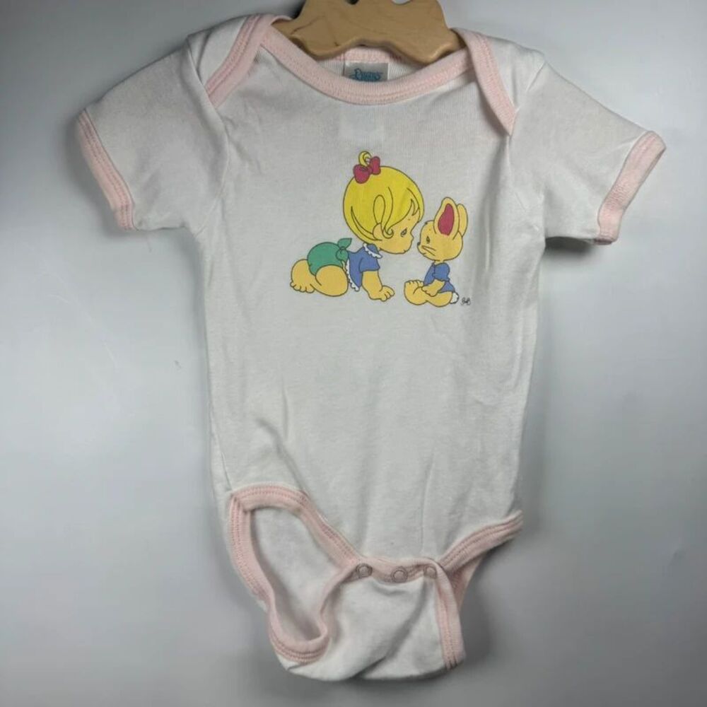 2 VTG Precious Moments Bodysuit Baby Girls 3-6 Months Cotton Y2K Nostalgic